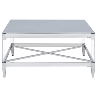 Lindley Square Tempered Mirror Acrylic Coffee Table Chrome