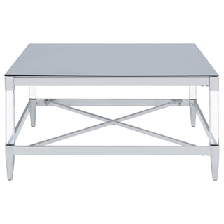 Lindley Square Tempered Mirror Acrylic Coffee Table Chrome