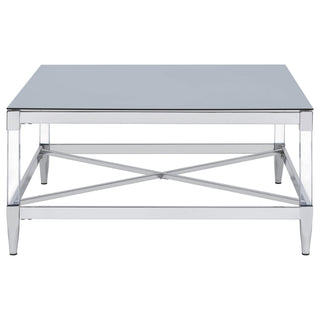Lindley Square Tempered Mirror Acrylic Coffee Table Chrome