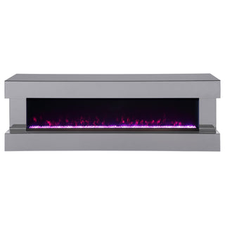 Vallerie 71-inch TV Stand with Visual Flame Box Grey Mirror