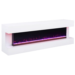 Vallerie 71-inch TV Stand with Visual Flame Box White