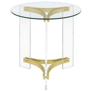 Janessa 2-piece Acrylic Coffee and End Table Set Matte Brass