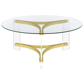Janessa 3-piece Acrylic Coffee and End Table Set Matte Brass