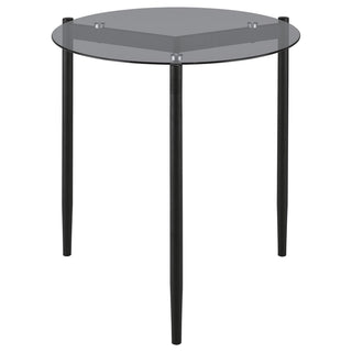 Rosalie Round Smoked Glass Top End Table Sandy Black
