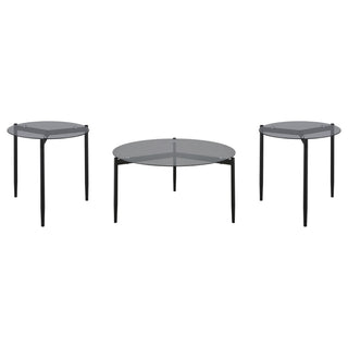 Rosalie 3-piece Round Coffee and End Table Set Grey