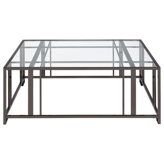 Adri Square Glass Top Coffee Table with Casters Black Nickel