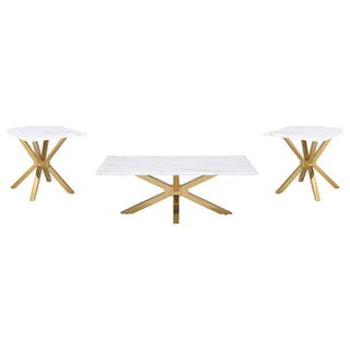 Visalia 3-piece Faux Marble Coffee and End Table Set White