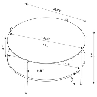 Jonelle 2-piece Round Coffee and End Table Set Gold
