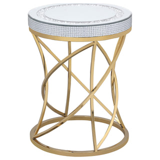 Elise 3-piece Round Mirror Top Coffee and End Table Set Gold