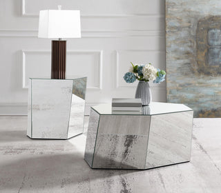 Capella 2-piece Mirrored Coffee and End Table Set Silver