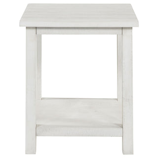 Payne Wood End Table with Shelf Distressed White