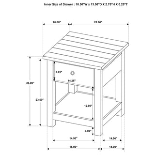 Payne 1-drawer Wood End Table with Shelf Distressed Java