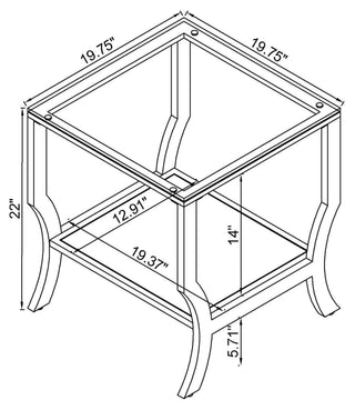 Saide Square Glass Top Side End Table Chrome