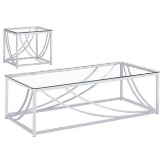 Lille 2-piece Glass Top Coffee And End Table Set Chrome