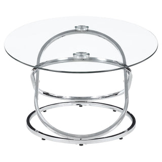 Warren 3-piece Oval Glass Top Coffee Table Set Chrome
