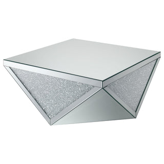 Amore Square Mirrored Acrylic Crystal Coffee Table Silver