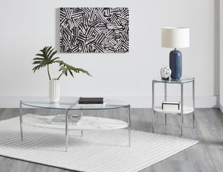 Cadee 2-piece Oval Coffee and End Table Set Chrome