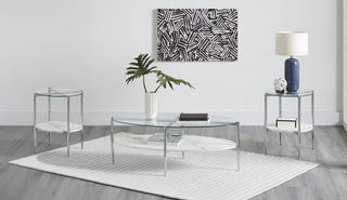 Cadee 3-piece Oval Coffee and End Table Set Chrome