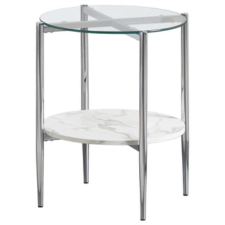 Cadee 3-piece Oval Coffee and End Table Set Chrome