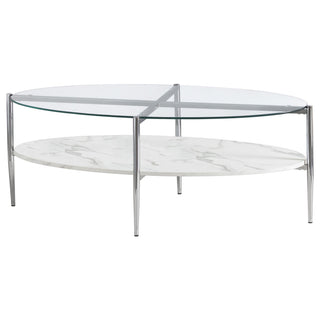Cadee 3-piece Oval Coffee and End Table Set Chrome