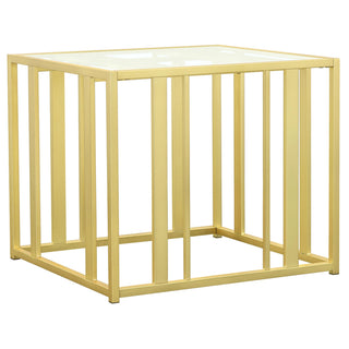 Adri Rectangular Glass Top Side End Table Matte Brass