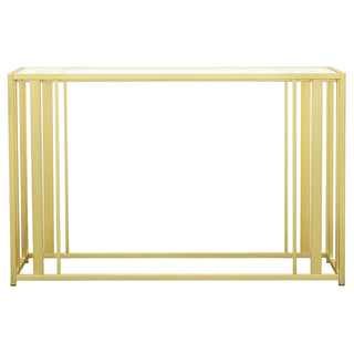 Adri Glass Top Entryway Sofa Console Table Matte Brass