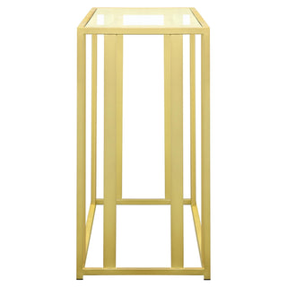 Adri Glass Top Entryway Sofa Console Table Matte Brass