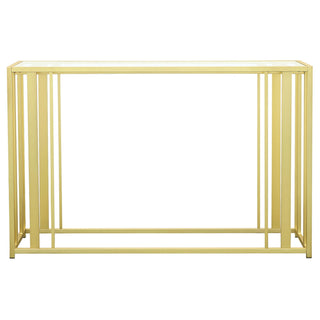 Adri Glass Top Entryway Sofa Console Table Matte Brass