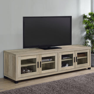 Sachin 4-door Engineered Wood 79" TV Stand Distressed Pine