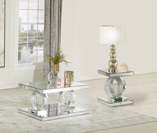 Breena 2-piece Mirrored Coffee and End Table Set Silver