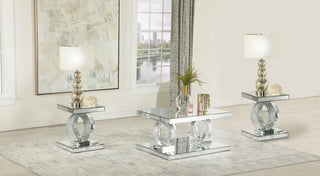 Breena 3-piece Mirrored Coffee and End Table Set Silver