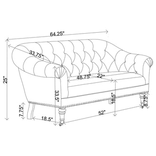 Billie Upholstered Rolled Arm Tufted Loveseat Natural
