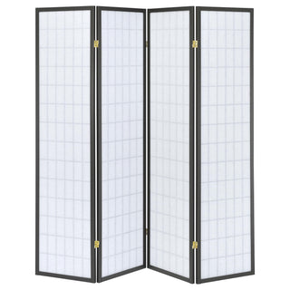 Roberto 4-Panel Room Divider Folding Shoji Screen Dark Grey