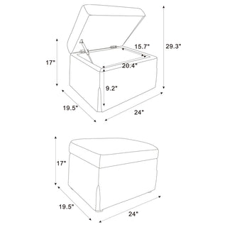 Winter Upholstered Hydraulic Lift Top Storage Ottoman Beige