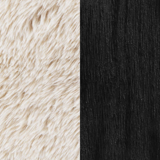Fitzroy Faux Fur Upholstered Chair Solid Wood Arms Latte