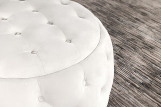 Angelina Round Upholstered Storage Ottoman Pearl