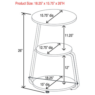 Hilly 3-tier Round Accent Side Table White and Black