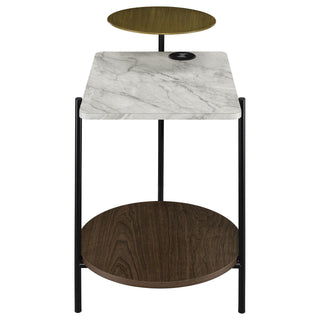 Ottilie 3-tier Side Table Wireless Charger White and Black