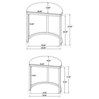 Zakiya 2-piece Demilune Nesting Table Set Black and White