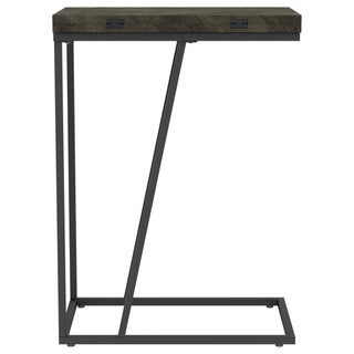 Carly Expandable Engineered Wood C-Shaped Side Table Grey