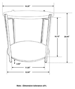 Noemie Round Marble Top Accent Side Table White and Gunmetal