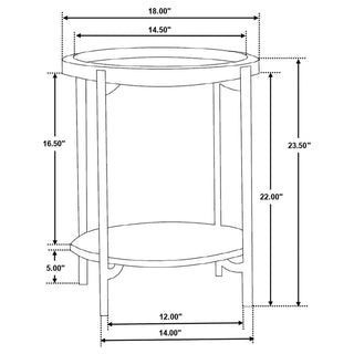 Adhvik Round Side Table with Marble Shelf Natural and Black
