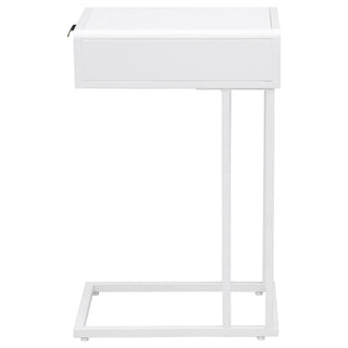Amherst 1-drawer Radio Weave Cane Metal Side Table White