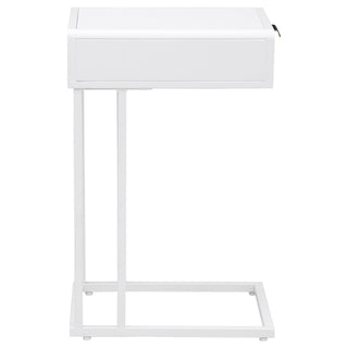 Amherst 1-drawer Radio Weave Cane Metal Side Table White