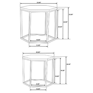 Adger 2-piece Hexagonal Nesting Tables Natural and Black