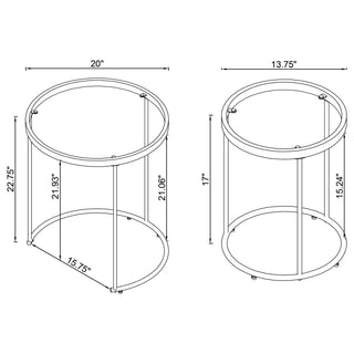 Maylin 2-piece Round Glass Top Nesting Table Set Gold