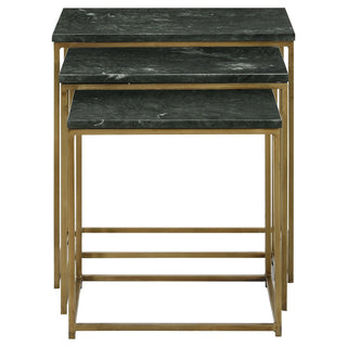 Medora 3-piece Marble Top Nesting Table Set Green