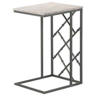 Angeliki Marble Top C-Shape Sofa Side Table Gunmetal