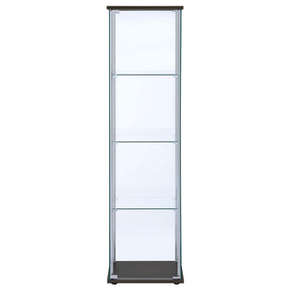 Bellatrix 4-shelf Clear Glass Curio Cabinet Cappuccino