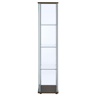 Bellatrix 4-shelf Clear Glass Curio Cabinet Cappuccino